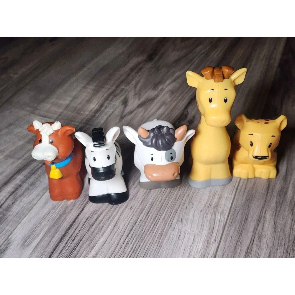 Fisher Price Little People Animal Lot Zebra Giraffe Monkey Gorilla Bear Cow Pig